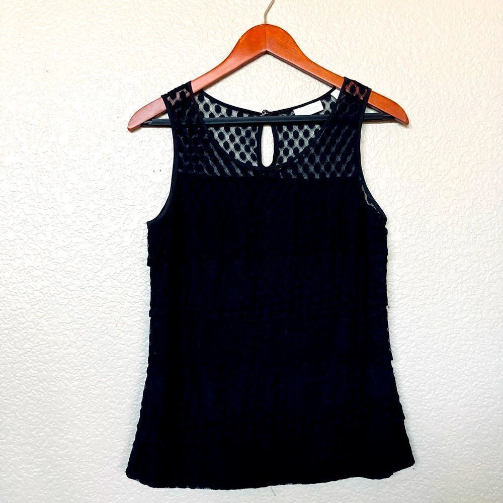 NY&Co Black Tiered Lace Top XS